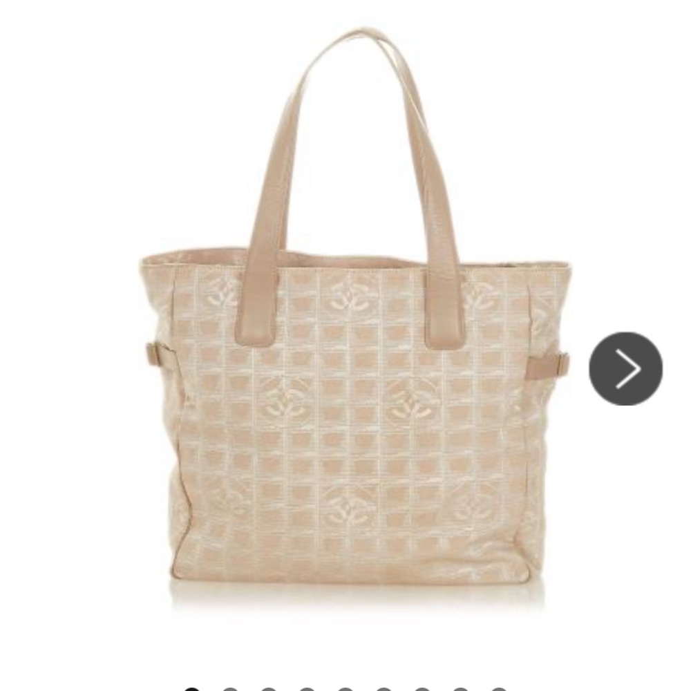 Chanel Travel Line Canvas Tote Bag Beige